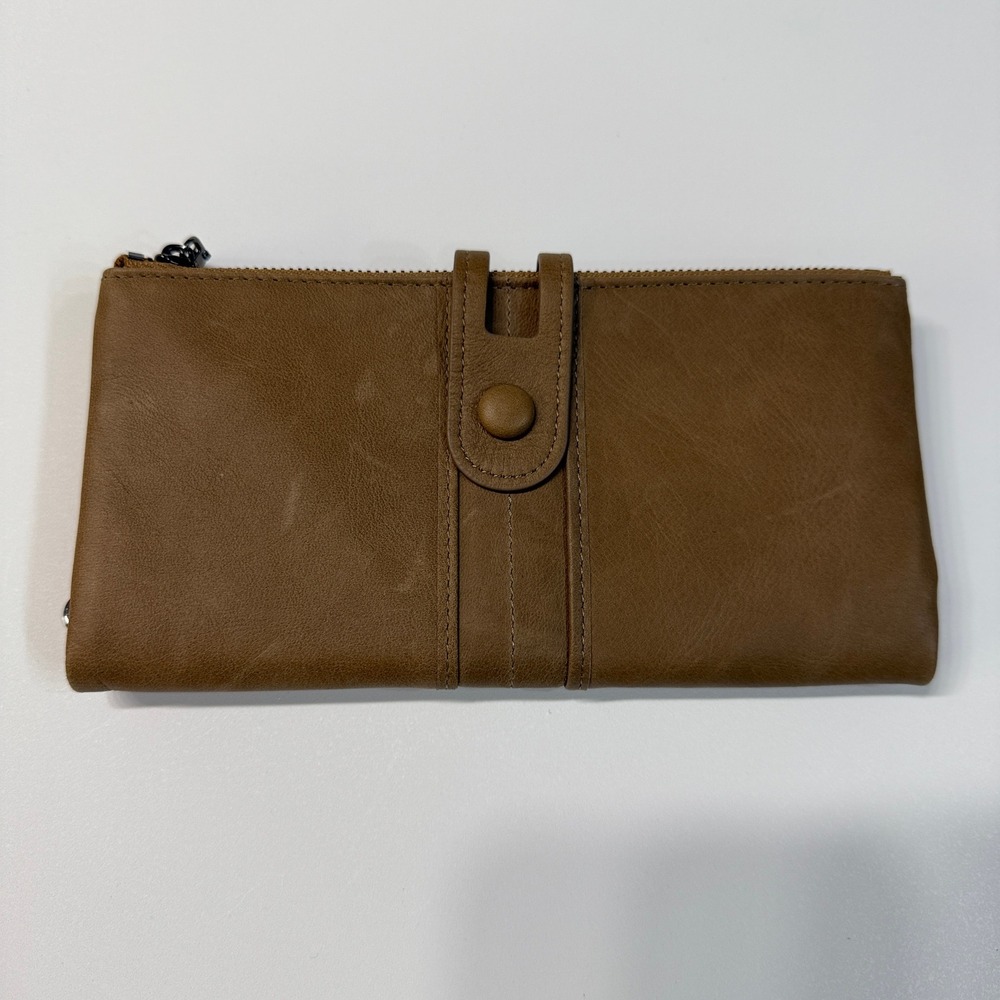 ROULENE Womens Brown Leather Slim‎ Wallet RFID Blocking Card Holder Zip Around